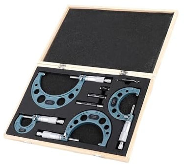 Micrometre, Lot de 4 micromètres extérieurs de précision 0-100 mm, outil de machiniste, précision 0,01 mm, kit de micromètres en carbure, outils de mesure