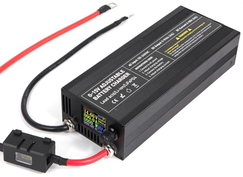 12V 100A LiFePO4 Ladegerät, Einstellbares 0-15V/0-100A Batterieladegerät, Autobatterieladegerät mit Schnellladeunterstützung für Motorrad, LKW, Rasenmäher, Boot und Marine Batterien