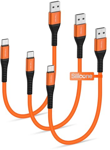 COOLSELL USB C Kabel Kurz 30cm, Silikon 3A Schnellladekabel Typ C Ladekabel | Ultraweiches Silikonmaterial, Kompatibel mit iPhone 18/17/ Samsung Galaxy/ Android Auto/Carplay/ iPad für Powerbank/Reisen
