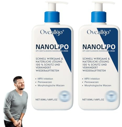 Oveallgo NanoLipo Genital Warzen Radiergummi Creme, Oveallgo uttermale & Warzen Entfernencreme,Professionelle Linderung Warzen Entfernen Creme (2PCS)