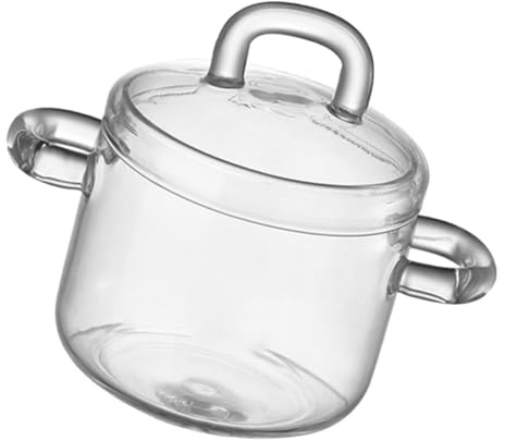 Cabilock Glass Stew Pot Heat Resistant for Soup Cooking Stovetop Use Tight-Fitting Lid Kitchenware Simmer Pot