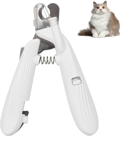 DONGKER Krallenschere Hund/Katzen, Profi Krallenzange mit Nagelfeile & LED-Licht, Haustiere Nagelknipser mit Sicherheitsschutz für Mittlere & Kleine Hunde und Katze