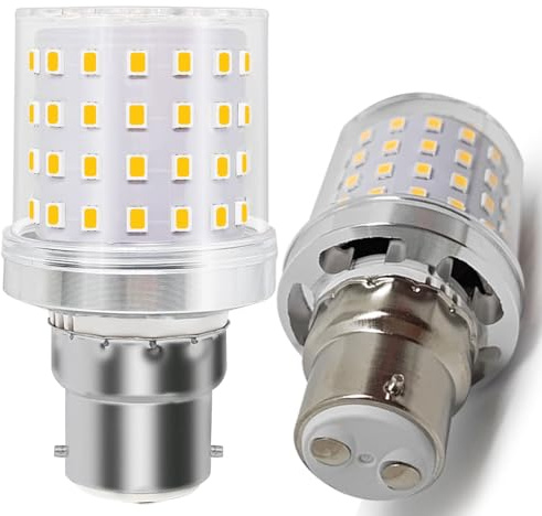 wossluck B22 LED 9W, mit B22d-Sockel, Ersetzt 80 Watt, Warmweiß - 3000 Kelvin, Kompakter Maistyp Nicht Dimmbar AC100V-265V, 2er-Pack