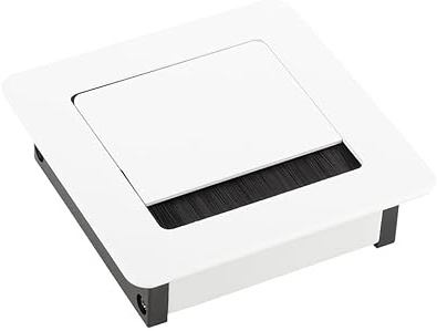 cyclingcolors Pasacables metálico cuadrado blanco de 100 x 100 x 29 mm para muebles y mesas de oficina