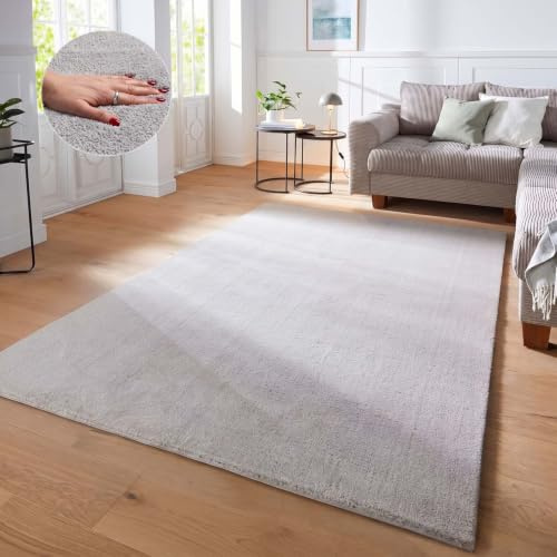 Taracarpet Supersoft kurzflor Teppich Fiona Wohnzimmer Schlafzimmer Kinderzimmer Flur Läufer waschbar rutschfest Uni New Grau 160x220 cm