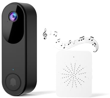 UNXAI Wireless Doorbell Camera, Smart Door Camera Wireless with Live View Video, Night Vision, Two-Way Audio, Battery Powered, 2.4GHz WiFi Only