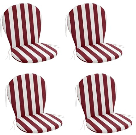 PIND Cojín para Silla de Exterior en Forma de Guitarra Rayas Pack 4 Unidades - Almohadilla Acolchada para Silla 50x92x3,5 cm con Cremallera y Cordones Ajuste.
