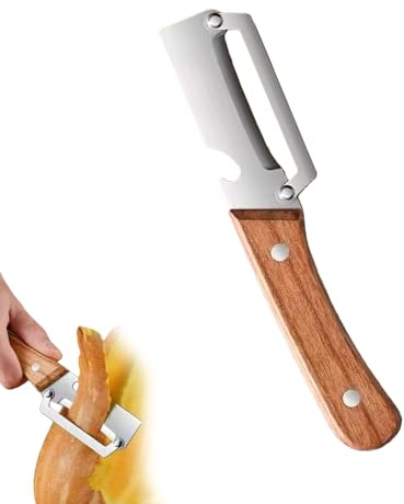 zoocco Zero Snag Wooden Peeler, 2-in-1 Multifunctional Stainless Steel Peeler, Potato Fruit Pumpkins Kitchen Peelers with Bottle Opener (1 PCS)