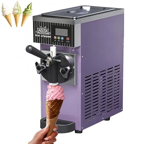 DIUNAOZI Nueva MáQuina De Helados De Sobremesa,Heladera Soft Serve,Rendimiento De 4-5 Kg/H,con Preenfriamiento, Autolimpieza,Panel LCD Suave para Negocios,Hogares Y Tiendas De Postres. Purple