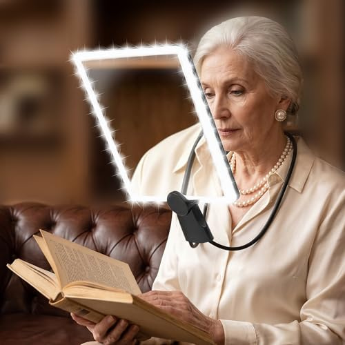 Innvist 10X Magnifying Glass with Light for Reading, Full Page Book Magnifier, Hands Free Neck Magnifying Glass, Rechargeable Handheld Lighted Magnifier for Seniors Hobbies Craft Sewing Repair 24X17cm