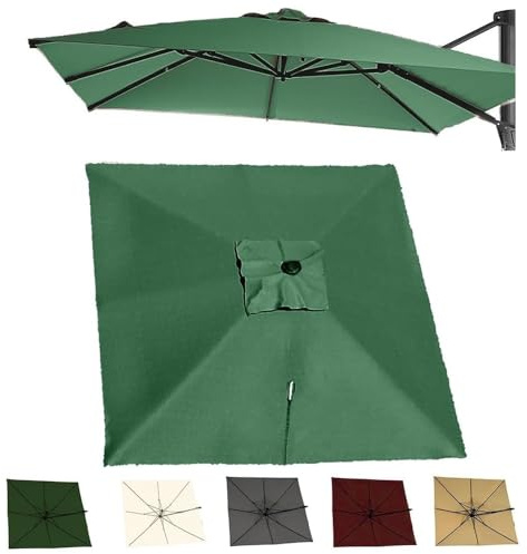 2.5x2.5M 3x3.0M Auvent De Remplacement Pour Parasol Déporté Carré Couverture Supérieure De Parasol Extérieur, Housse De Rechange 8 Baleines Protection UV(Green,2.5x2.5m/8x8ft)