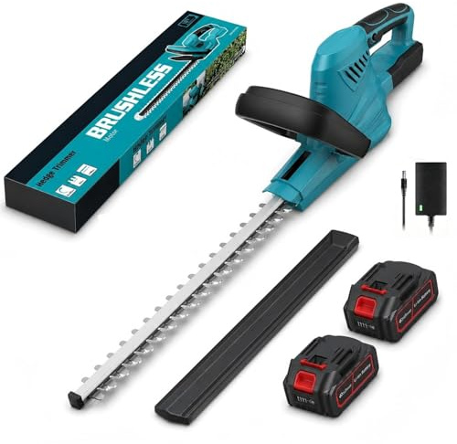 Taille Haie Batterie 21V avec 2 Batteries 3,0 Ah, Taille-Haie sans Fil 1000W Brushless, Lame 51 cm, Coupe 15 mm, Poignée Ergonomique pour Haies, Arbustes et Jardin (avec 2 Batteries)