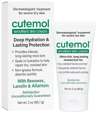 Cutemol Emollient Moisturizing Cream - Serious Moisturizer Lotion Balm for Recovering Dry, Damaged Skin - Hydration for Cracked Hands and Feet, Eczema, Psoriasis, and Raw Skin (2 oz)