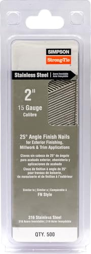 Simpson Strong-Tie T15N200FNB 2 15ga 316SS Angled Finish Nails 500ct