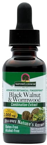 Natures Answer Black Walnut and Wormwood 1 oz 30mL 200mg. Extract, Liquid,promotes digestion,Vegetable Glycerin And Purified Water
