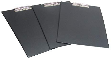 HELIT 3er Set Klemmbrett rondo H2531495 A4 mit Kunststoffbezug, schwarz