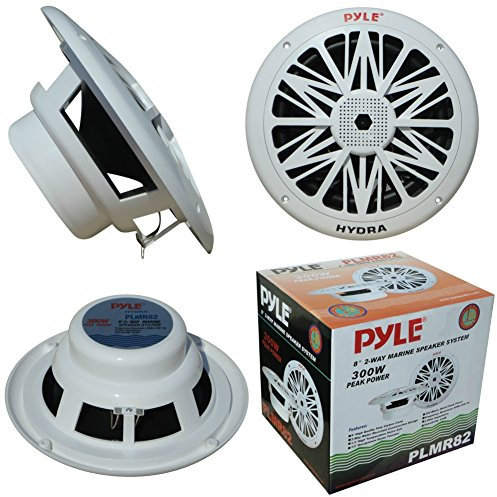 PYLE PLMR82 bianchi coppia di diffusori altoparlanti 2 vie 8 24,50 cm 245 mm impermeabili interni esterni mare piscina barca gommone hotel pub bar all'aperto 300 watt rms 600 watt max a coppia