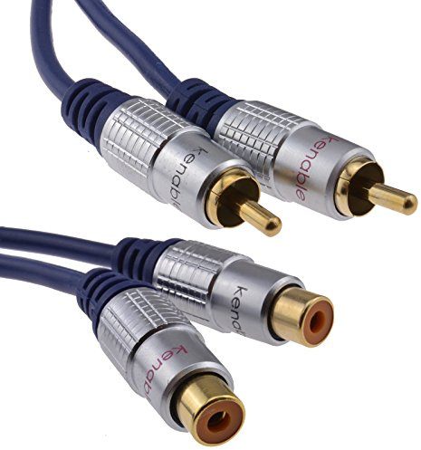 kenable Pur cuivre desoxygéné HQ 2 x RCA Cinch d'extension Rallonge Fiche Vers Femelle l'audio câble Plaqués Or 2 m [2 mètre/2m]