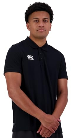 Canterbury Uomo Polo in Cotone Waimak | Maglietta da Rugby | Casual Polo Black L