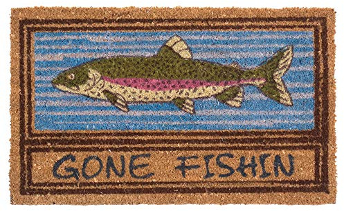 COCO MATS 'N MORE Gone Fishing Design Coco Doormats 18 x 30 x 5/8 Inch Thick