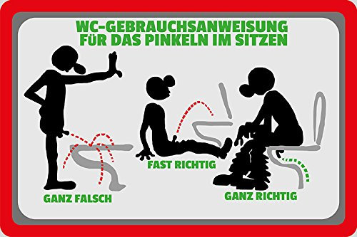 Schatzmix Targa in Metallo con Scritta WC ussanweisung Toilordnung Kloordnung Toilette Targa in Metallo Decorazione da Parete 20 x 30 Tin Sign
