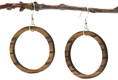 NaturSchatulle Holzohrringe Holzschmuck Circum Zebrano natürliche Ohrhänger Holz 925 Sterling Silber Ohrringe Damen Ohrschmuck