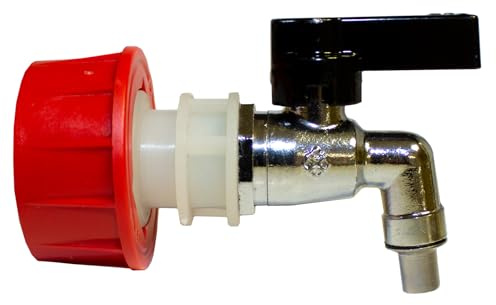 GRAF Messing-Auslaufhahn 3/4 inkl. Übergangsstück verchromter Hahn | mit Kugelventil für GRAF Universal und Getränkefässer, Fasshahn für Wasserfässer und Behälter