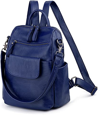 UTO Mujer Bolso Mochila de Dama Bolso Escolar de Cuero Sintético 3 Maneras Bolso para Viajar Diario con Correa Rosa Morado