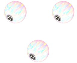 PIERCINGLINE Universelle Schraubkugel mit Gewinde SYNTH. OPAL Piercing Aufsätze Ersatz Weiß 16 x 4 mm
