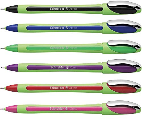 Schneider Xpress Fineliner Pens 0.8mm Assorted Colors - Pack 6