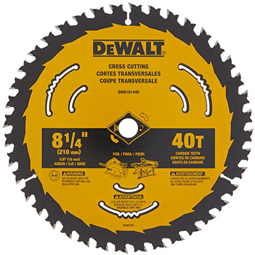 DEWALT Circular Saw Blade, 8 1/4 Inch, 40 Tooth, Cross Cutting (DWA181440)