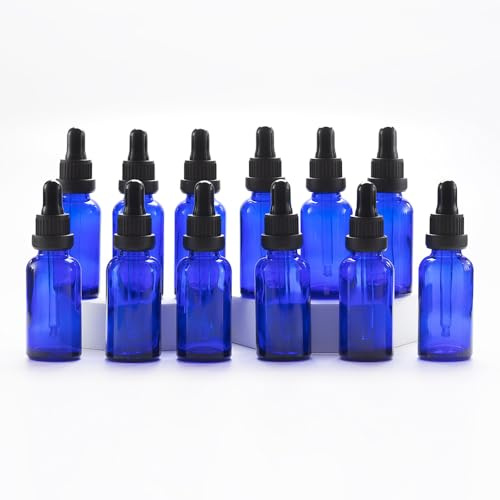 YIZHAO Pipettenflasche 30ml Blau, Apothekerflasche mit [Dropper Pipette Glas], Tinktur Flaschen für Ätherische Öl,Parfümöle,Aromatherapie,Düfte,Flüssigkeit – 12Pcs