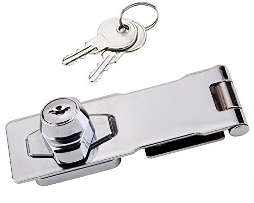 Tiberham - Fermaglio con chiusura a chiave, resistente, con serratura integrata, chiusura autobloccante, per porte, finestre, armadietti, gabbie, gabbie, accessori per montaggio (10 cm)