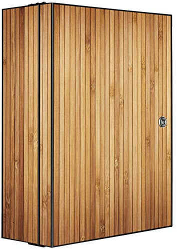banjado Medizinschrank abschliessbar mit Motiv Bambusholz 35x46x15cm - großer Arzneischrank für die Hausapotheke - Medikamentenschrank aus Metall zur Medikamenten Aufbewahrung