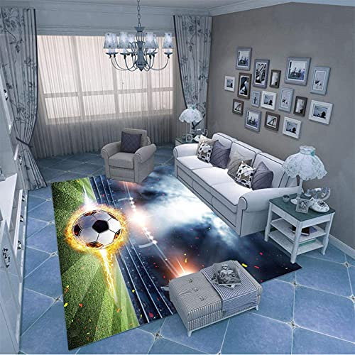 xuyuandass Bereichsteppich,3D-Teppich Fußball Entscheidender Moment Gedruckt Wohnkultur rutschfest Weich 80X150Cm,Kinderzimmer-Teppich