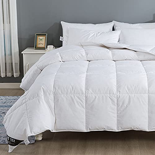 King Size Duvet - 13.5 Tog Luxurious 50% Goose Feather & 50% Down Quilt, Hotel Quality Warm Winter King Size Bed Duvet, 100% Cotton Shell