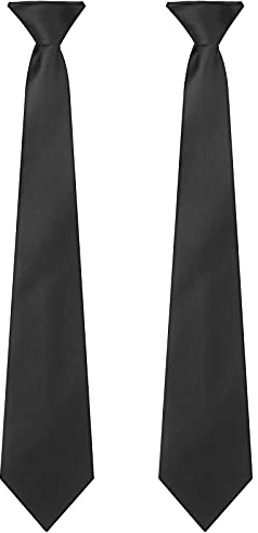 Neer 2 Pieces Men's Clip on Ties 20 Inches Solid Color Clip on Ties Pre Tied Neckties for Summer Office Uniforms(Black)