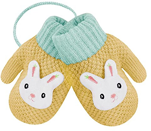 AfinderDE Unisex Kleinkind Baby Fäustel Handschuhe Herbst und Winter Handschuhe für 1-5 Jahren Fäustlinge Handschuhe Doppel Strickhandschuhe verdicken Fahrradhandschuhe mit Warme Plüschefutter
