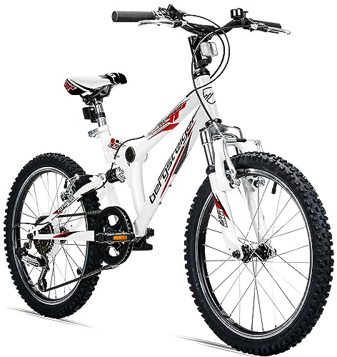 Bergsteiger Montreal 20/24 Zoll Kinderfahrrad Fully Mountainbike 6/18 Gang | Mit Scheibenbremse vorn, V-Bremse hinten, Vollfederung, Aluminiumfelgen, ideal für Kinder von 135–155 cm.