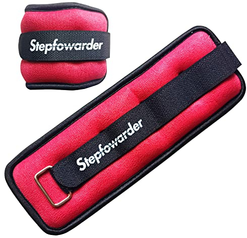 Stepfowarder Gewichtsmanschetten Fuß/Handgelenk Gewichte Fitness Set 0,3kg bis 1.0kg 1 Paar für Beine und Arme Knöchel Gewicht für Fitness, Bewegung, Laufen, Joggen, Gym, Aerobic (2 * 0.3KG - Rot)