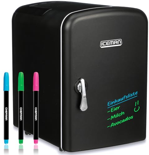 Chefman Mini Frigo Portatile Personale con Lavagna, Rinfresca & Riscalda, 4L Capacità, 100% Senza Freon & Ecologico, Include Spina per Presa Domestica & Presa Caricabatterie da Auto 12V, Nero