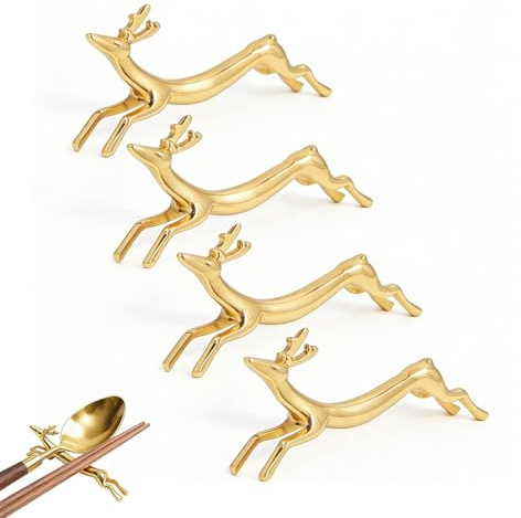 4Pcs Stäbchen Halter Cute Animal Essstäbchen Rests für Esstisch Wiederverwendbare goldene Löffelhalter Geschirr Küchenwerkzeuge für Hotel Haus Restaurant Party(REH)