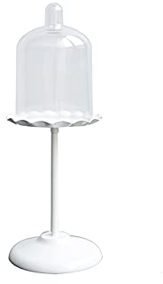 LUCBEI Kuchenständer ServierStänder Mini-Kuchen-Ständer mit Acrylabdeckung Weißes Dessert-Tisch Schmiedeeisen Weiße Kuchen-Display-Ständer for Hochzeit, Geburtstagsfeier, Nachmittagstee Tortenständer