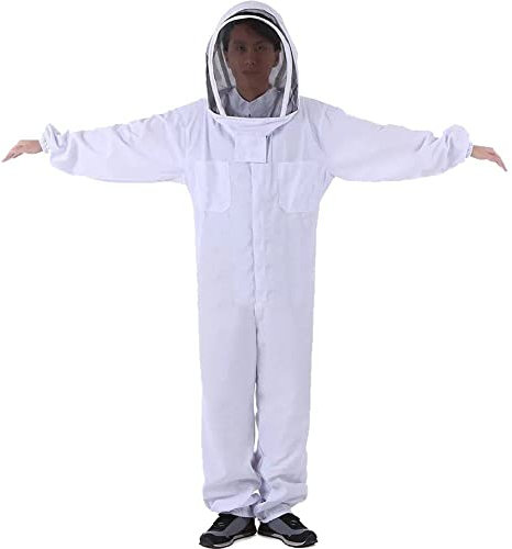 Wudaizhi Belüfteter Ganzkörper-Imkeranzug mit Kapuze und Schleier, Anti-Wespen- & Bienen-Schutz, Professionelle Imker-Uniform