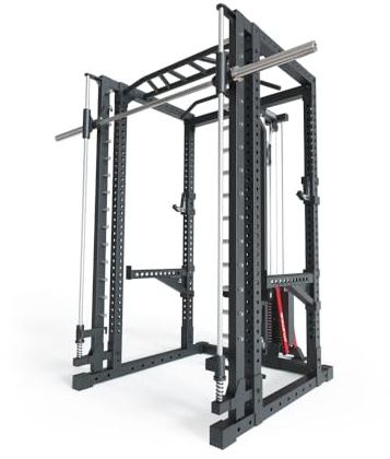 Atletica R7-Daemon Power Rack | Power Rack mit Steckgewichten und Smith Machine | Smith kann optional vor oder hinter dem Rack angebracht Werden Größe 200 cm