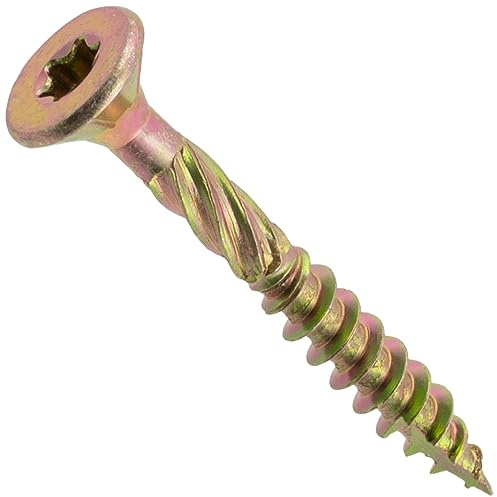 AERZETIX - Lot de 100 Vis à Bois Ø5x40 mm à Tête Fraisée - à Empreinte Étoile T25 - en Acier Zingué - Menuiserie Contreplaqué Aggloméré Mélaminé Terrasse Panneaux Chevrons Bastaings