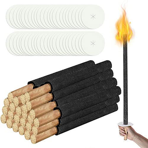 Eulenke Lot de 200 torches en cire de qualité supérieure - Durée de combustion : 45 min - Pour adultes et enfants - Avec protection des mains - Pour l'extérieur, la nuit, la randonnée, Noël, St