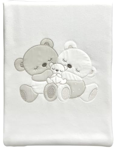Copertina Pile Ricamata Carrozzina Lettino Neonato Coperta Bambini Multifunzionale Morbido Bebè Passeggino Copertura Universale Dormire Traspirante (CARROZZINA, Serie “My Family” Tortora)