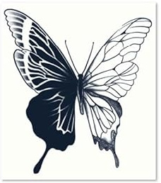 2 Pieces Of Temporary Tattoo Stickers Butterfly Dark Black Juice Vegetable Ink For Women And Men Waterproof Semi-Permanent And Lasting 2 Weeks Non-Reflective