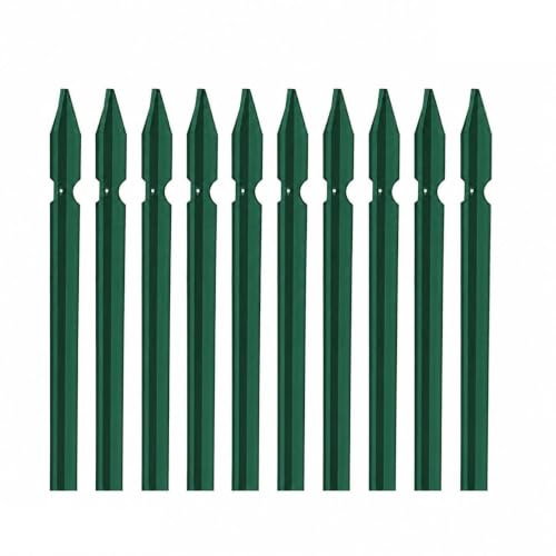 MED - 10 PZ Palo Paletto in ferro a T 30x30x3 mm Plastificato Verde per Rete Recinzione Metallica – Altezza 150CM – Robusto, Anticorrosione – TUTTE LE MISURE - MADE IN ITALY (10 PZ H. 150 CM)